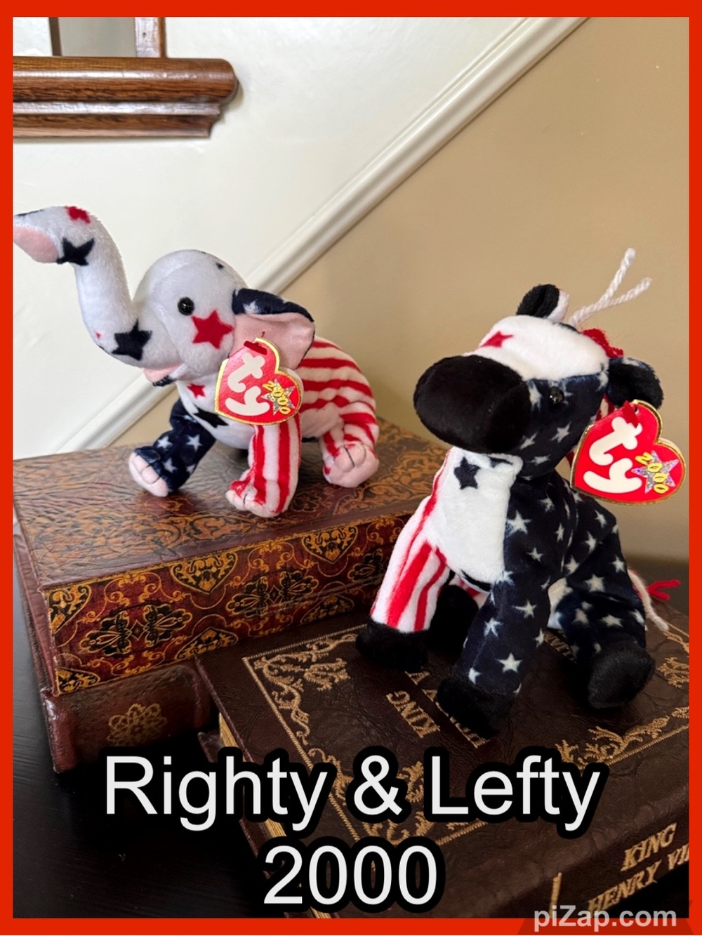🇺🇸Ty Patriotic Elephant & Donkey - Red, White, Blue Beanie Babies - July 4th